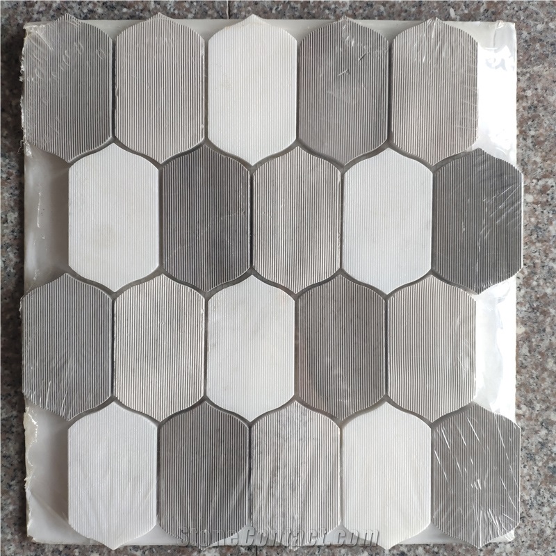 Black Mixed White Marble Waterjet and 3d Mosaic