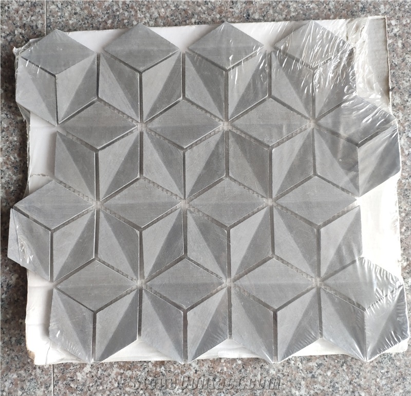 Black Mixed White Marble Waterjet and 3d Mosaic