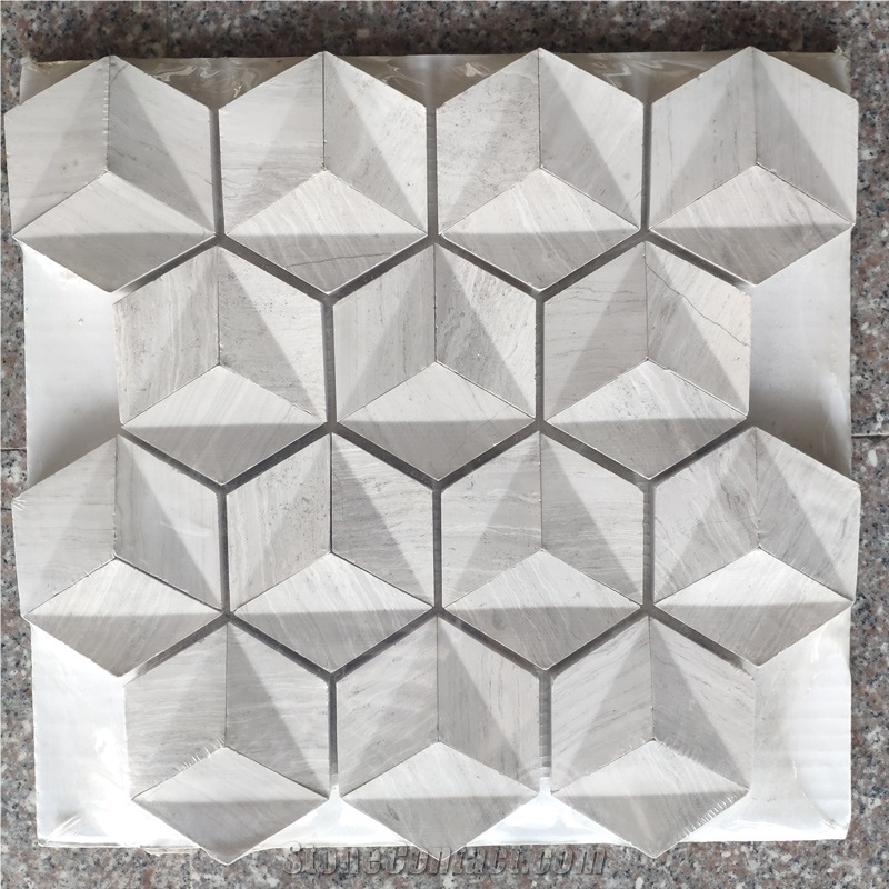 Exquisite Grey Hexagon 3d Marble Stone Mosaic Tile