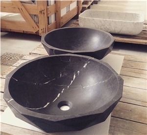 Irregular Shape Black Stone Bathroom Sink