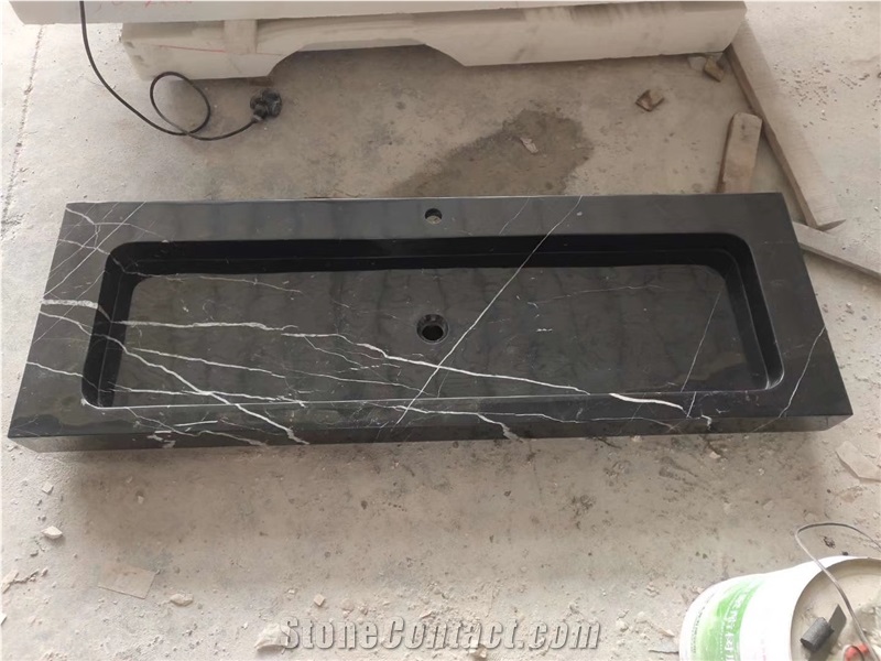 Modern Double Square Shape Marble Basin