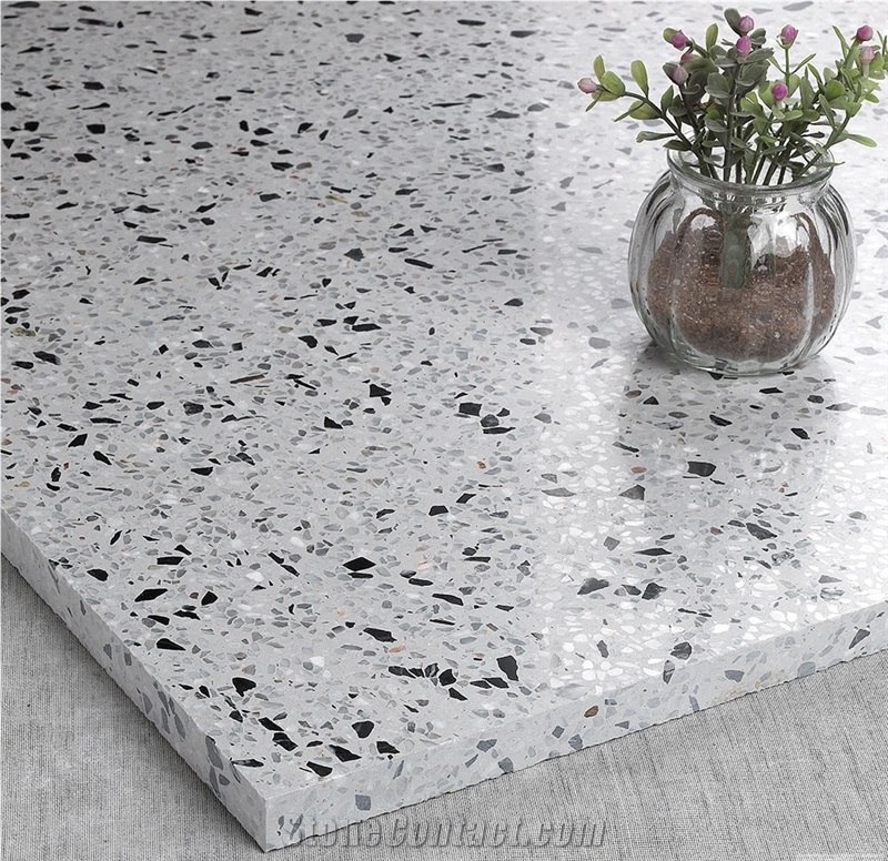 White And Blue Cement Terrazzo Stone Flooring