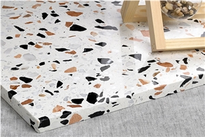 White And Blue Cement Terrazzo Stone Flooring