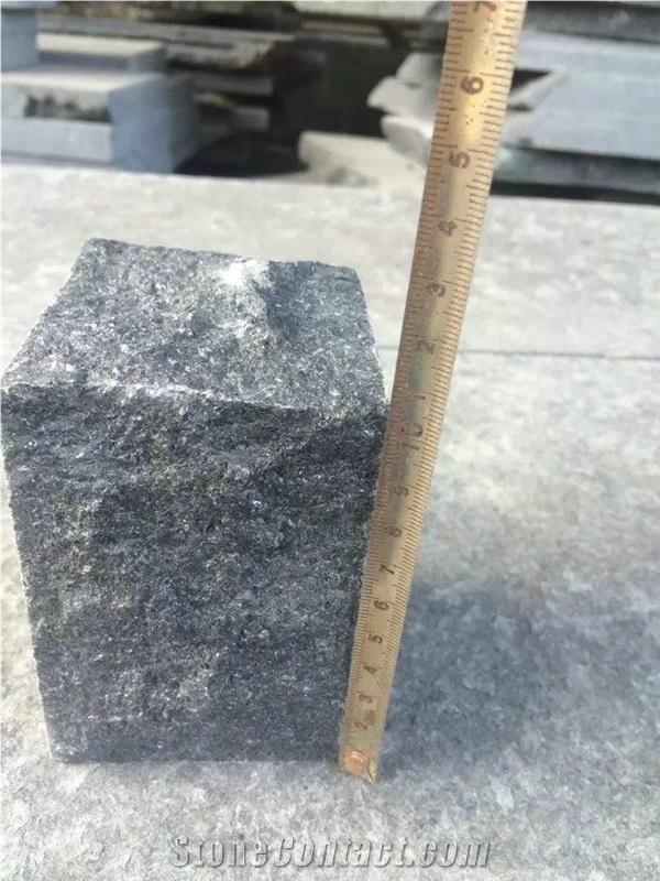 Black Basalt G684 Split Cobble Stones Cubes Setts
