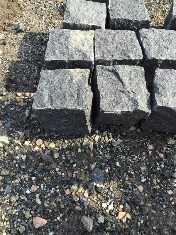 Black Basalt G684 Split Cobble Stones Cubes Setts