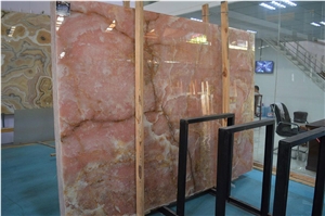 China Luxury Rose Pink Onyx Slabs Tiles