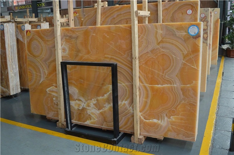 China Luxury Transparent Orange Onyx Slabs Tiles