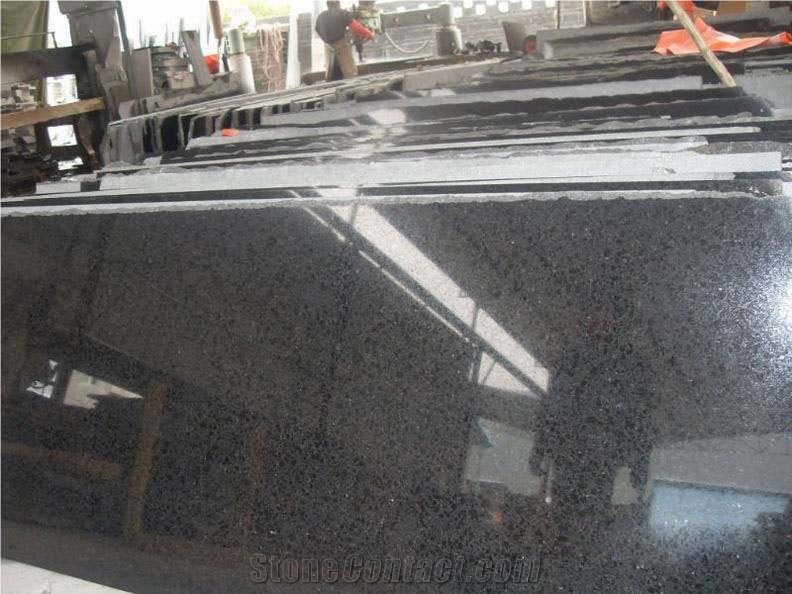 China New Absolute Black Pearl Basalt G684 Slab