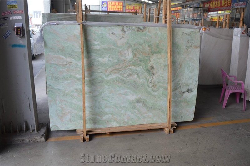 China Rainbow Green Onyx Slabs Bathroom Tiles