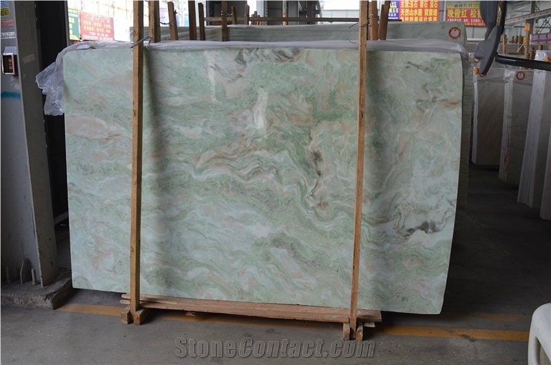China Rainbow Green Onyx Slabs Bathroom Tiles