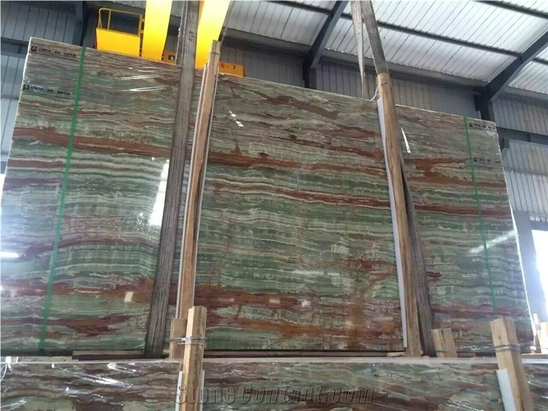 Pakistan Bamboo Green Onyx Slabs Tiles