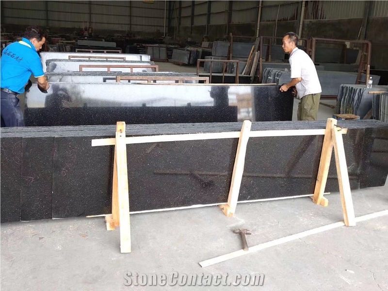 Black Galaxy Granite Half Slab Tiles