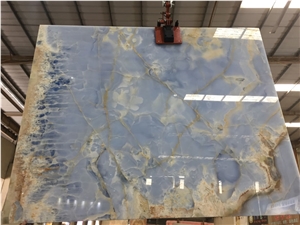 Blue Onyx 16mm Slab Use in Back Wall
