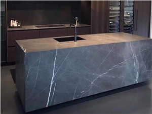 Pietra Grey Marble Kitchen Countertop, Bulgarian Grey Kitchen Countertop, Island Top
