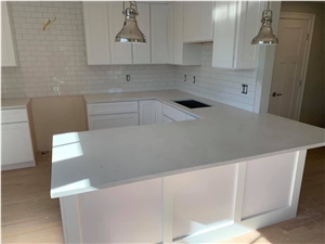 Sparkle White Artificial Quartz Stone Kitchen Countertop