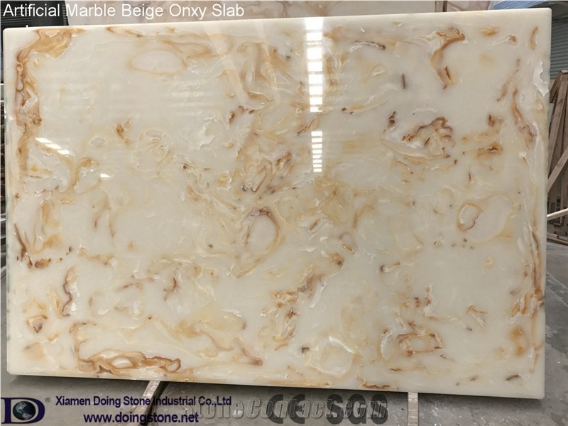 Artificial Marble Beige Onxy Slab Doing Stone