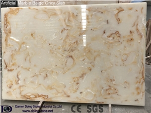 Artificial Marble Beige Onxy Slab Doing Stone