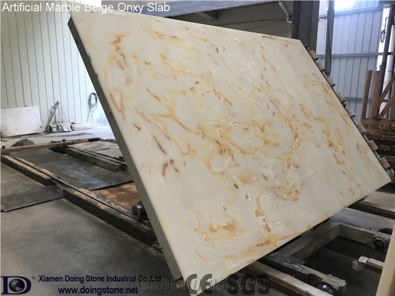 Artificial Marble Beige Onxy Slab Doing Stone
