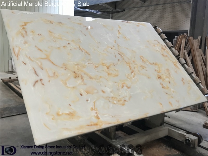 Artificial Marble Beige Onxy Slab Doing Stone