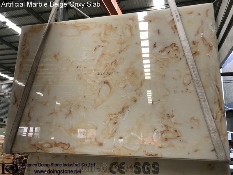 Artificial Marble Beige Onxy Slab Doing Stone