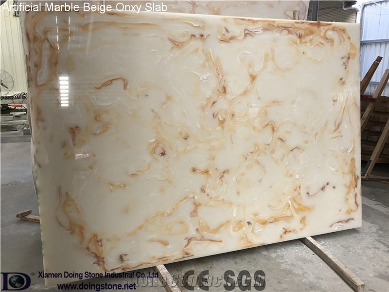 Artificial Marble Beige Onxy Slab Doing Stone