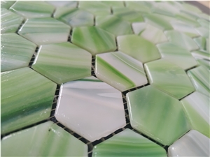 Green Color Glass Mosaic Tile for Bathroom