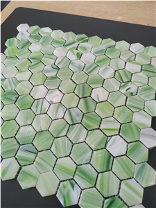 Green Color Glass Mosaic Tile for Bathroom