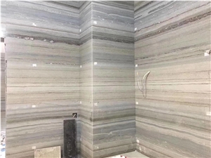 White Crystal Wood Grain Vein Marble Slab