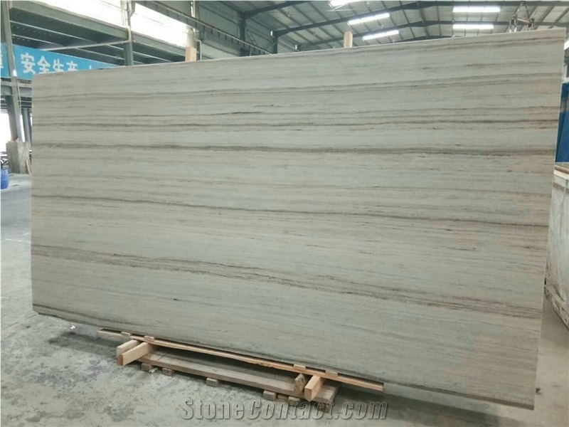 White Crystal Wood Grain Vein Marble Slab