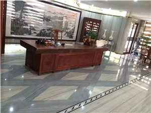 White Crystal Wood Grain Vein Marble Slab