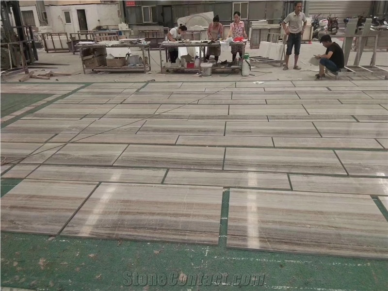 White Crystal Wood Grain Vein Marble Slab