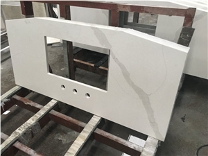Calcatta White Quartz Kitchen Countertops