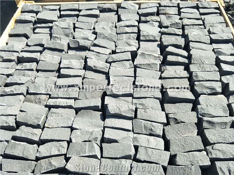 Black Cobble Stone Black Basalt Paver Sets