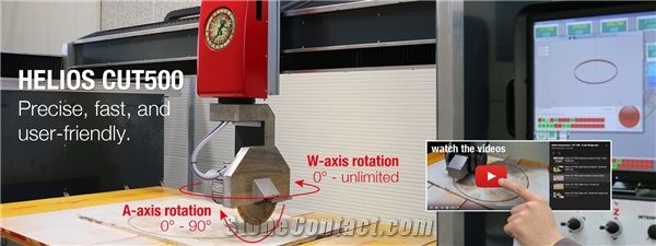 Helios Cut 500 fast and performing 5 interpolated axes bridge saw