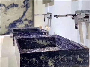 Blue Bahia Quartzite Pool, Slabs, Wall Application