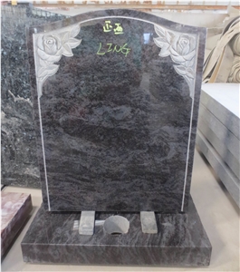 Bahama Blue Granite Cemetery Upright Tombstone 08