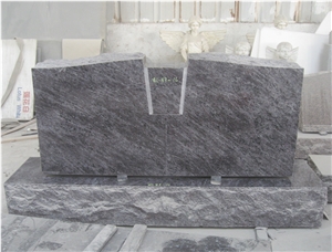 Bahama Blue Granite Lettering Upright Tombstone 05