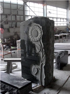 Black Granite Cemetery Upright Monument 37