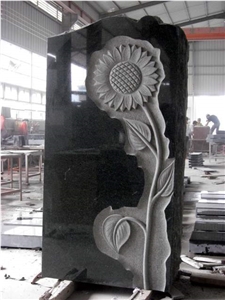 Black Granite Cemetery Upright Monument 37