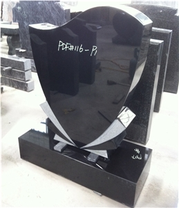 Black Granite Engraved Upright Monument 20