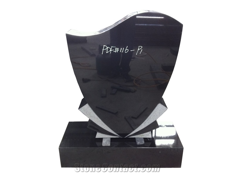 Black Granite Engraved Upright Monument 20