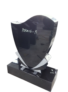Black Granite Engraved Upright Monument 20