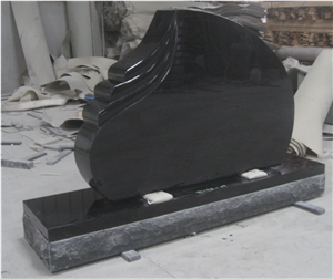 Black Granite Gravestone Upright Monument 02