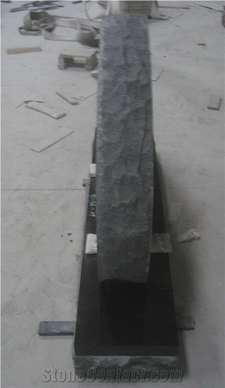 Black Granite Gravestone Upright Monument 02