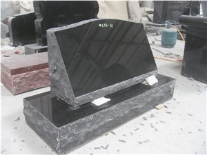 Black Granite Headstone Slants Monument 02