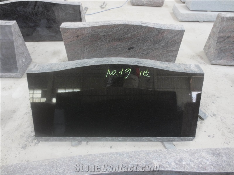 Black Granite Headstone Slants Monument 02