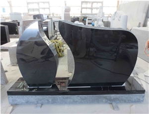 Black Granite Headstone Style Upright Monument 15