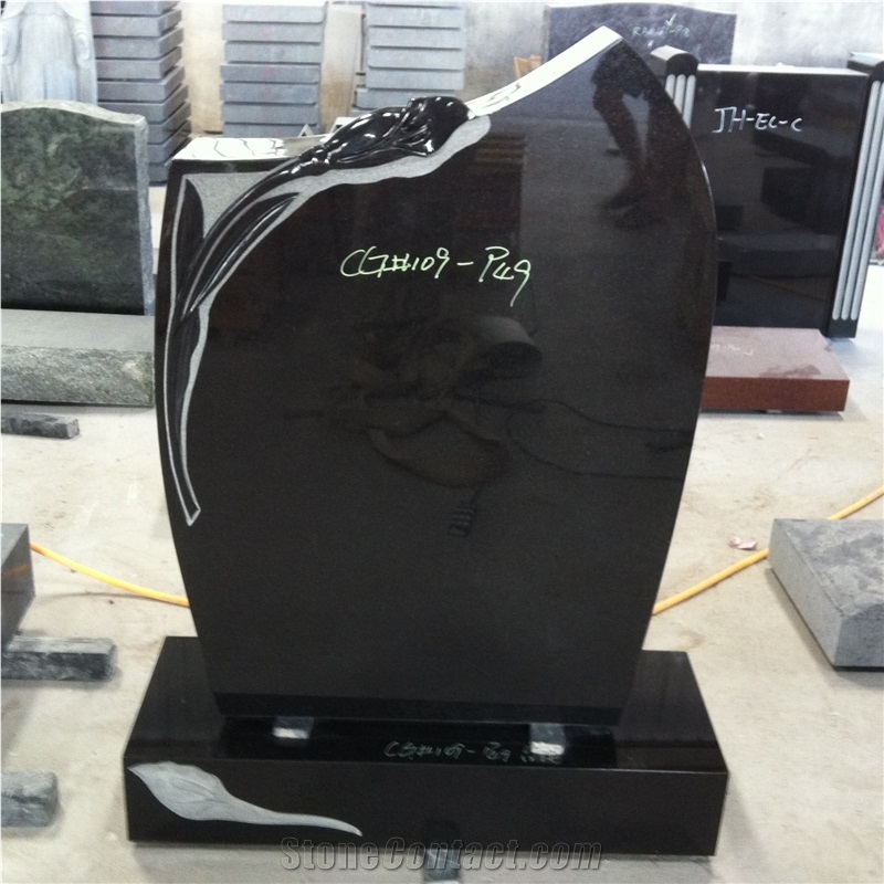 Black Granite Polish Standing Upright Monument 06
