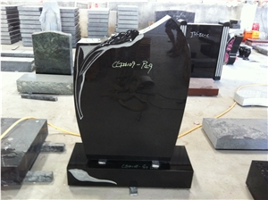 Black Granite Polish Standing Upright Monument 06