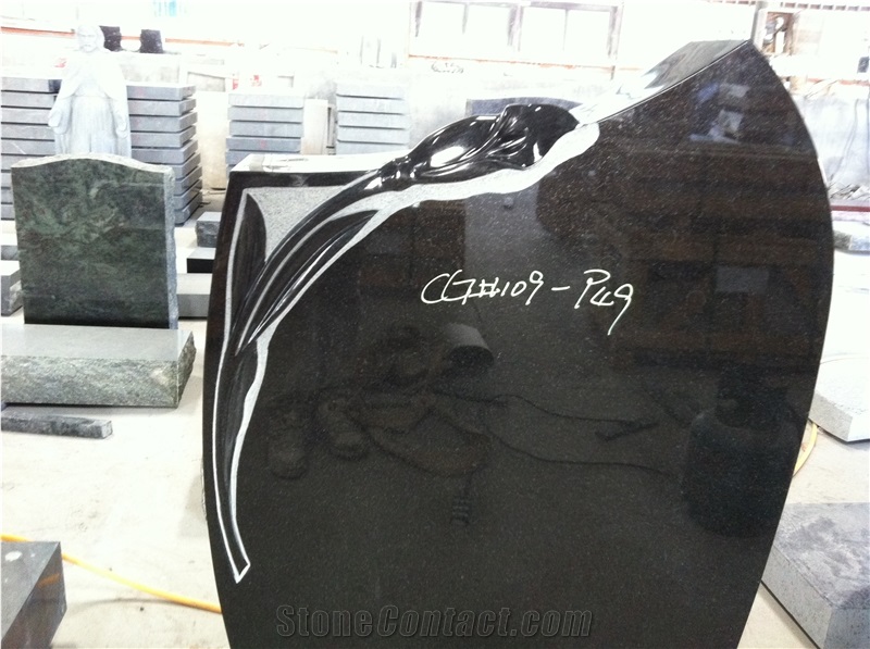 Black Granite Polish Standing Upright Monument 06